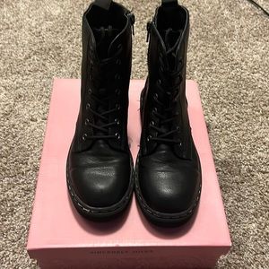Girls black combat boots